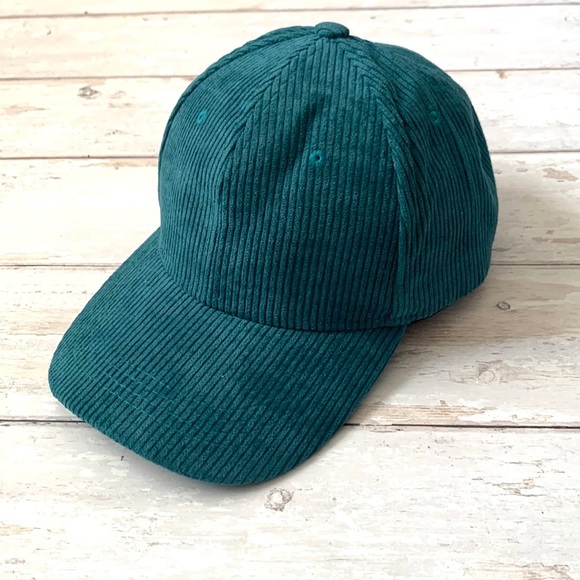 Madewell Corduroy Baseball Hat Unisex Cap Mens Women’s Teal Green Blue NEW - Picture 2 of 3
